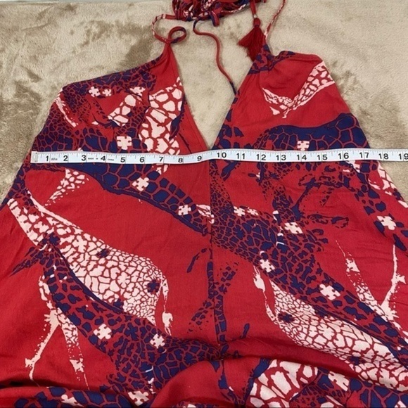 SAFARI PRINT HANDKERCHIEF V NECK MIDI DRESS 
Size M/L NWOT - Picture 7 of 12